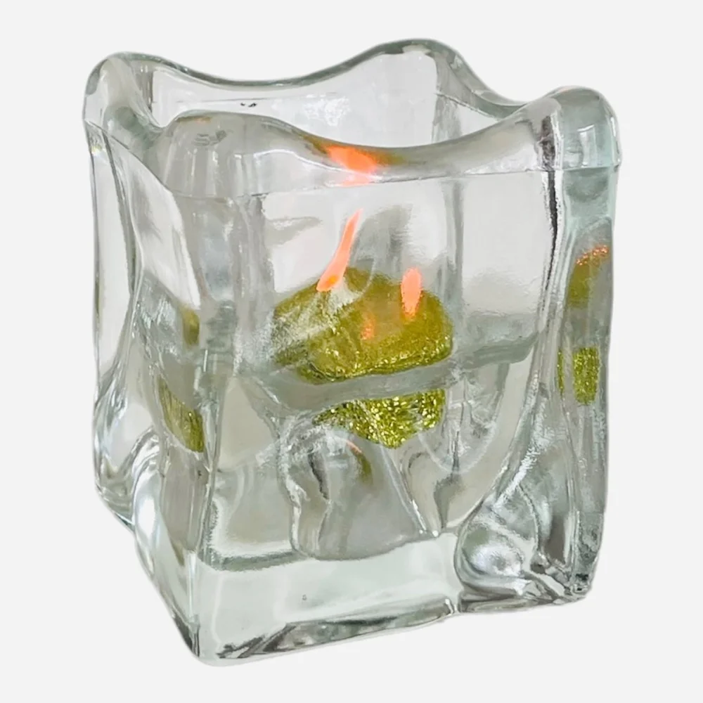 Vintage Clear Molded Glass Candle Holder Tea Light Votive Lantern 3.5 Home Decor